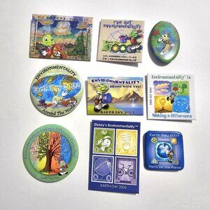 BUNDLE Jiminy Cricket Earth Day Pin Button 1999 - 2007 Environmentality
